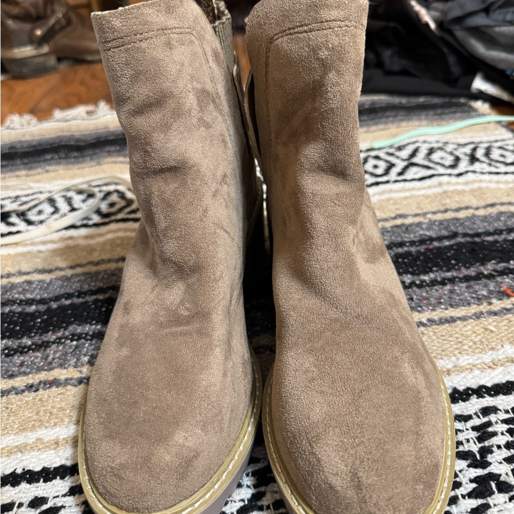Suede Ankle Boots in Taupe